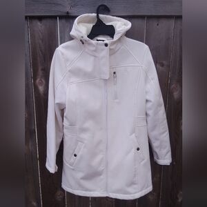 Snozu Coat Jacket Performance Womens Large Hood White Zip Ski Snow